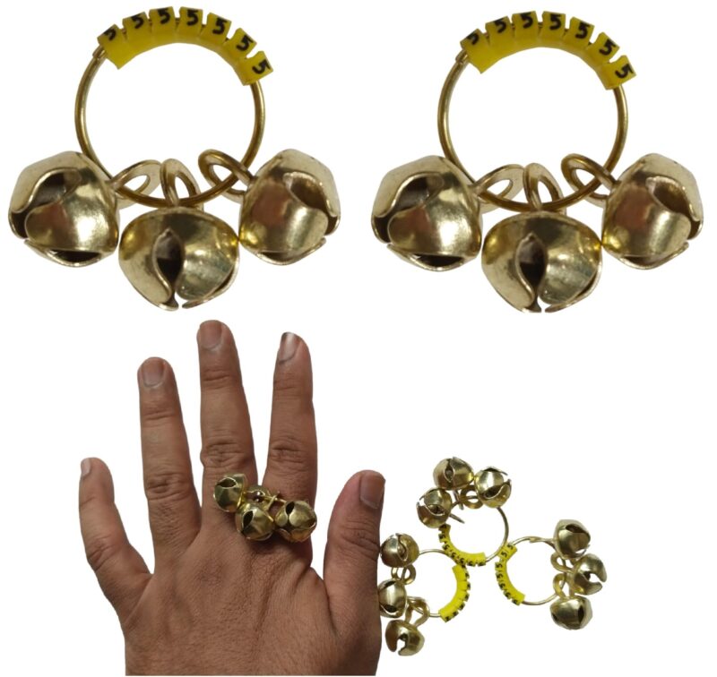 (Big Size, High Sound) Classy Looks Ghungroo Bells Finger Clapping Ring Yellow Kadi (Non Brass) Home Temple Pooja Aarti Bhajan Ganapati Ganesh Navratri Festivals Musical Gifting Goddess Chiming (10) - Image 6