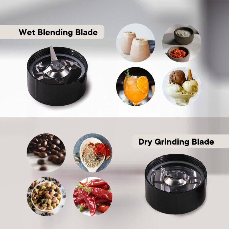 FUMATO 800W Nutri Blender- 3 Jars, 2 Stainless Steel Blades, 100% Pure Copper Motor, 2200 RPM, 2 Speed Modes, Pulse Function & 1 Year Warranty | Smoothie, Juices, Shakes, Purees & Grind Spices- Purple - Image 4