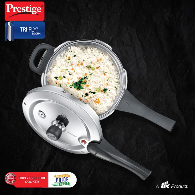 Prestige Stainless Steel Svachh Tri-Ply Handi Pressure Cooker 5 Litre, 5 Liter,Silver - Image 2