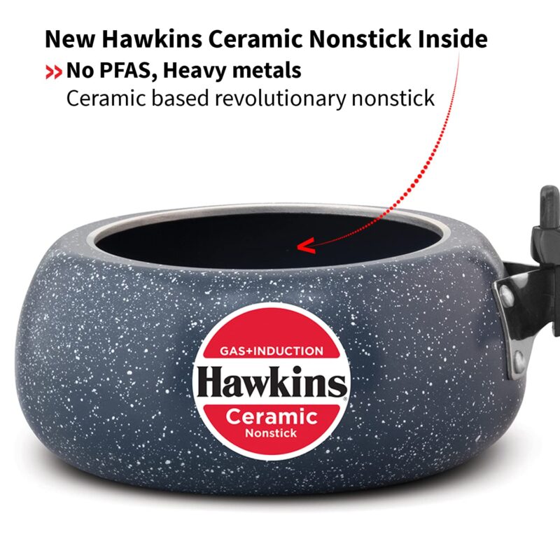 Hawkins 2 Litre Ceramic Nonstick Pressure Cooker, Induction Inner Lid Cooker, Granite Contura shaped Cooker, Best Cooker, Blue (ICC20) - Image 7
