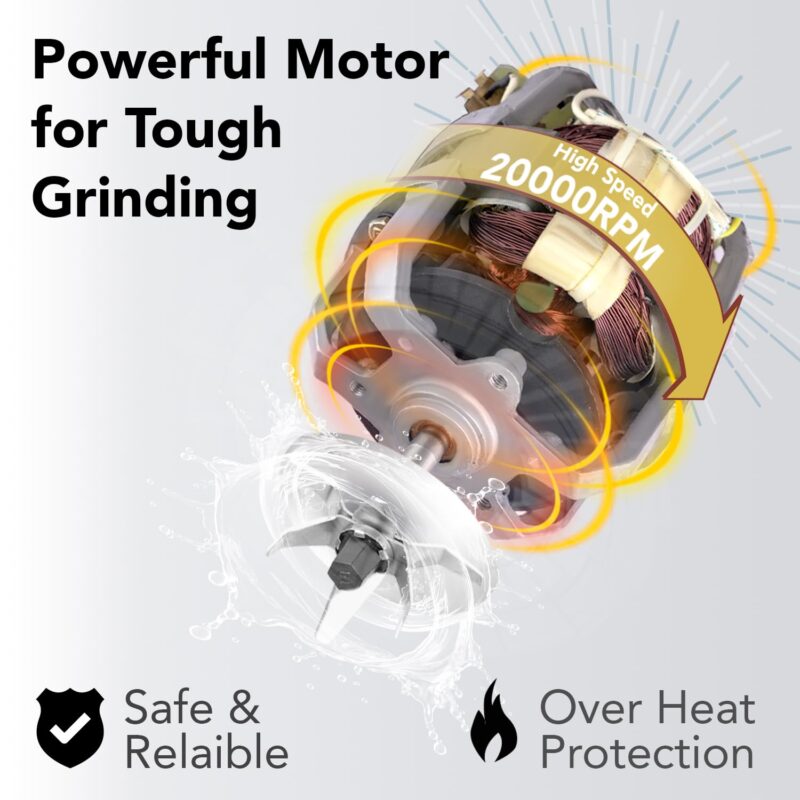 Cello Hercules Mixer Grinder 750W, Black- 2 Year Warranty (Wet Jar with Lid- 1.2 L; Dry Jar with Lid- 1L; Chutney Jar with Lid- 500ml; Juicer Jar Capacity- 1500ml; Spatula) - Image 7