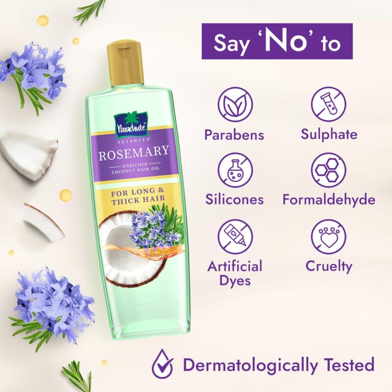 Parachute Advansed Rosemary-enriched Coconut Hair Oil| Rosemary Hair Oil| Superfoods Magic| Long & Thick Hair|300 Ml - Image 4