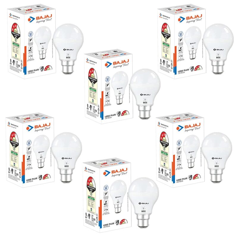 Bajaj Ivora HB LED Lamp 9W | Cool Day Light-6500K B22 | IR Free | UV Free | EnvIRonment Friendly | Energy Efficient | 3.5 KV Surge Protection | Open CIRcuit Protection (Pack Of 6) | 1 Yr Warranty |