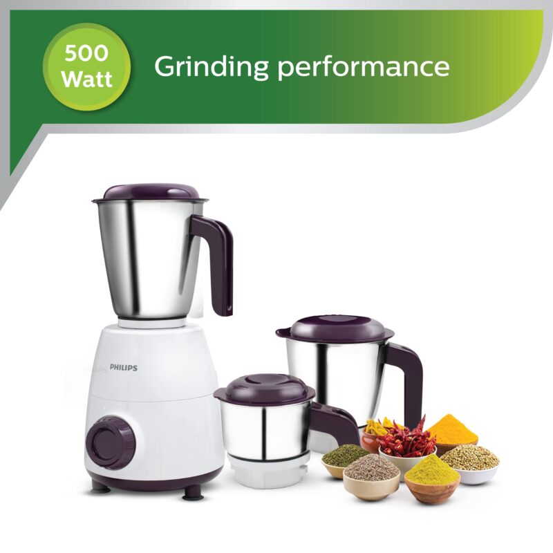 PHILIPS HL7505 500W Mixer Grinder (White and Purple) - Image 5