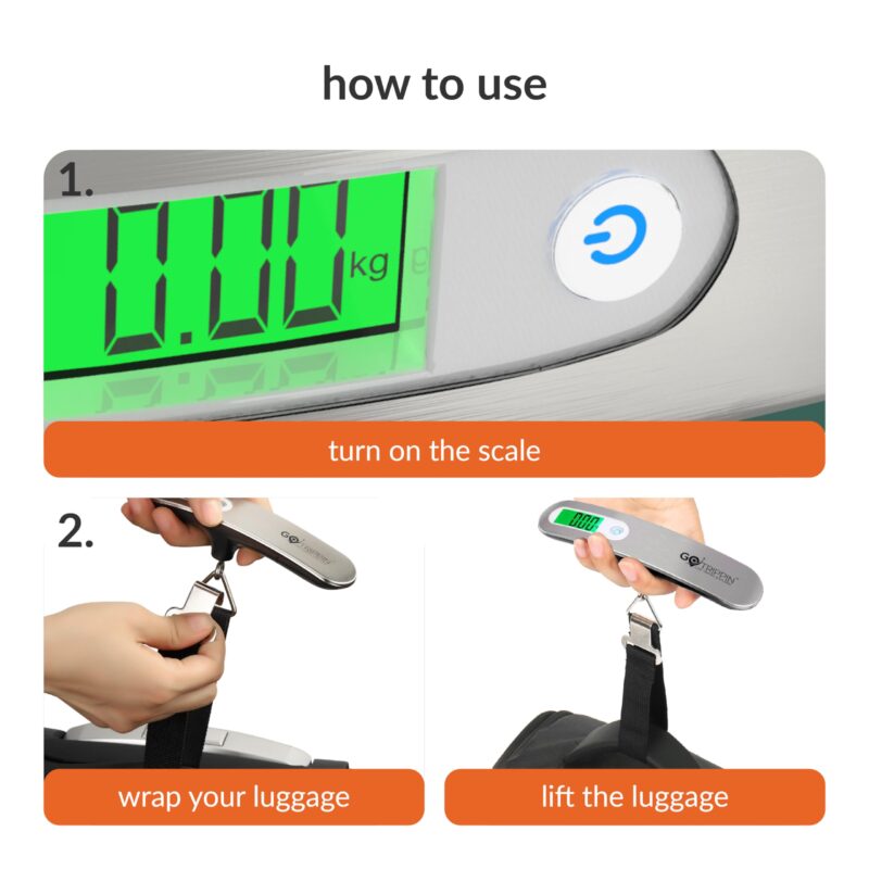 GoTrippin Weight Machine for Luggage - 50 kg capacity, Steel body, Lifetime replacement - Digital Portable Electronic Luggage Weighing Scale for home, travel, flights, bags and baggage (Silver, 50 kg) - Image 2