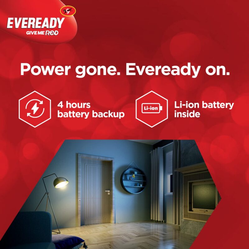 Eveready 9W B22D Emergency Inverter LED Bulb| Cool Day Light (6500K) | Energy Efficient| IBMS Technology | 4 Hour Battery Backup | Li-on Battery Inside - Image 5