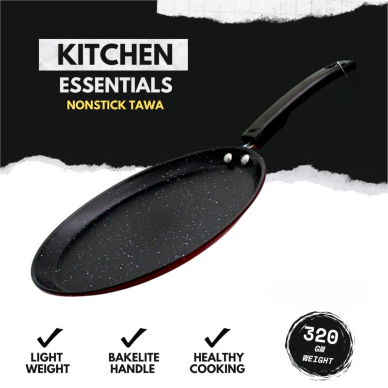 Nonstick Dosa Tawa Pan, 23.5 cm Diameter, Marron - Image 3