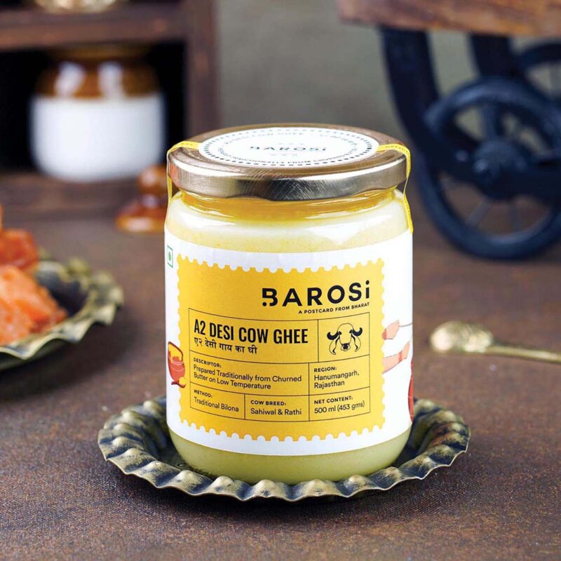 Barosi Premium A2 Cow Ghee 500 millilitre | A2 Danedar Desi Ghee | Churned from Curd with Bilona Method | Pure & Aromatic | Organic, Farm Made in Small Batches | Glass Jar Packing - Image 6