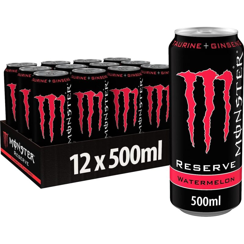 Monster Reserve Watermelon, Red, Carbonated Energy Drink 500ml (Pack Of 12)