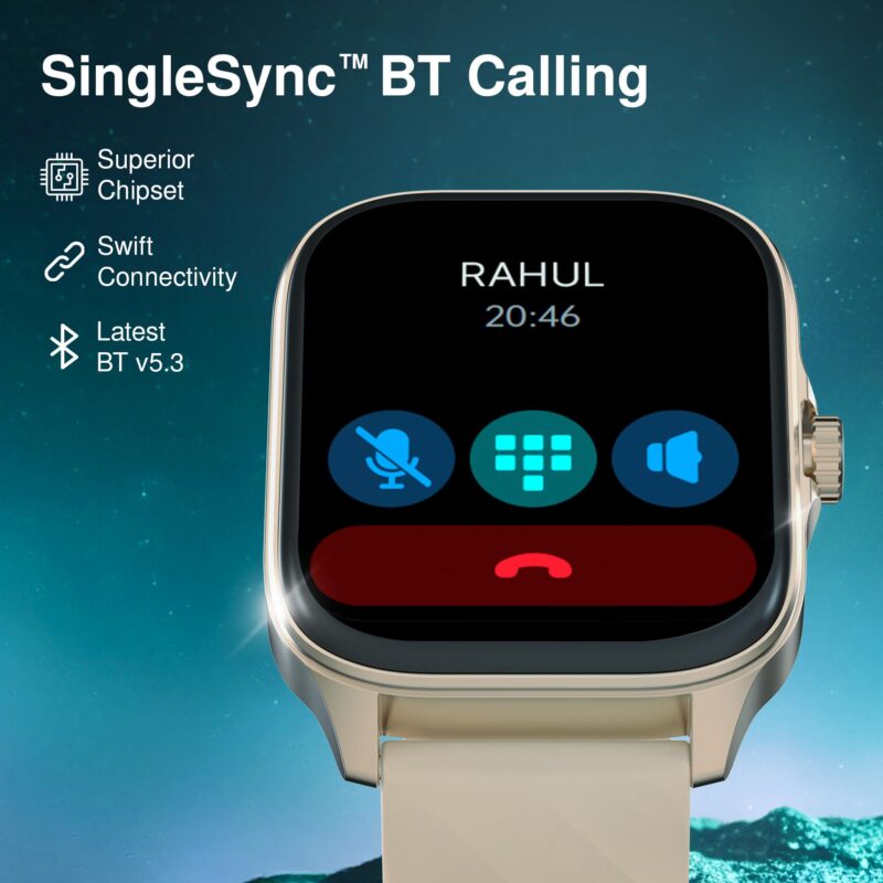 Fastrack New Astor FS1 PRO Smart Watch, Large Super AMOLED Display (1.97") AOD, AI Voice Assistance, Functional Crown, SingleSync BT Calling, 100+ Sports Modes & Smartwatch Faces, IP68 (Black) - Image 6