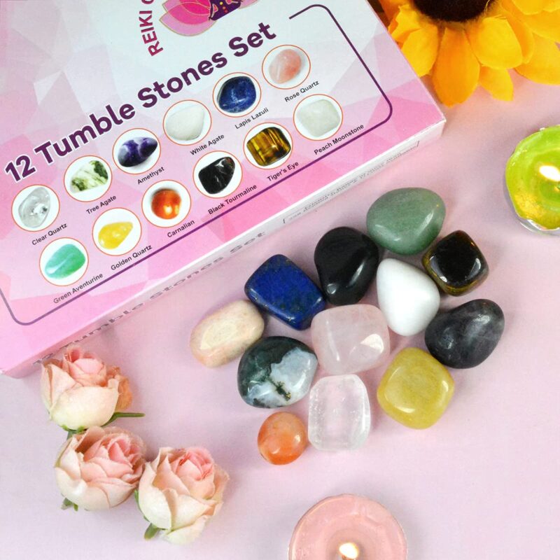 Reiki Crystal Products 12 Chakra Tumble Kit Certified Natural Crystal Tumble Stone Sets Energized by Experienced Reiki Healing Grandmaster - Image 4