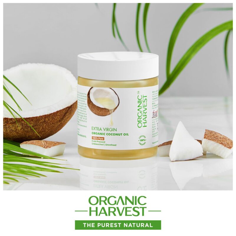 Organic Harvest Extra Virgin Organic Coconut Oil: 100% Pure | For Hair & Skin, Coconut Virgin Oil for Baby Massage, 100% American Certified Organic, Paraben & Sulphate-free, 200ml - Image 5