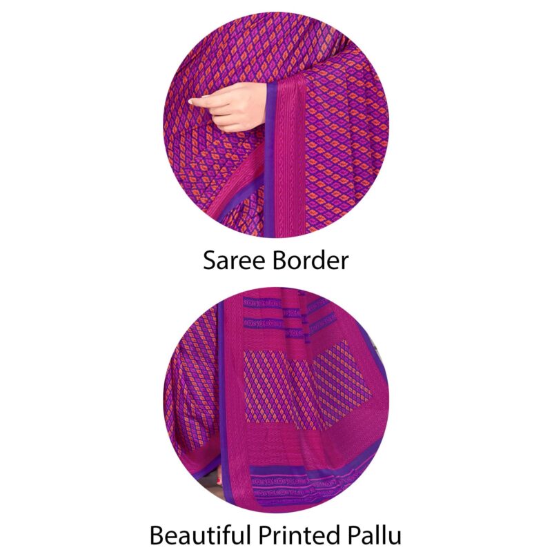 Vimla Women's Multi Crepe Silk Uniform Saree with Blouse (Multi; 1311_AC_Free Size) With FREE Henna Hair Color (Black) - Image 3