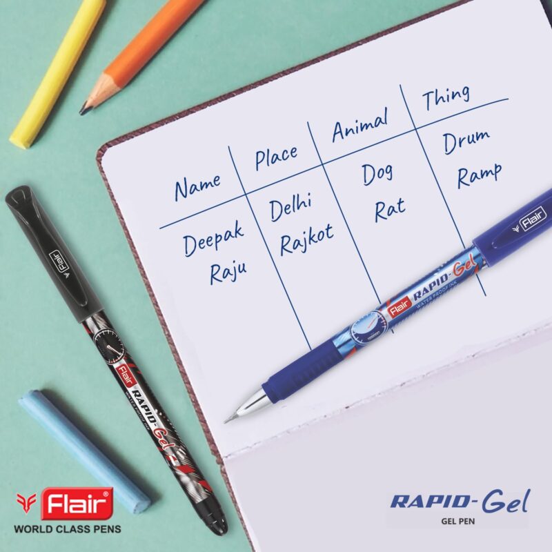 FLAIR Super Smooth Rapid Gel Pen | Tip Size 0.5 mm | Elegant Metal Clip with Soft Rubber Grip | Waterproof Ink for Smudge Free Writing | Ideal for School, Collage & Office | Blue Ink, Jar Pack of 25 - Image 2