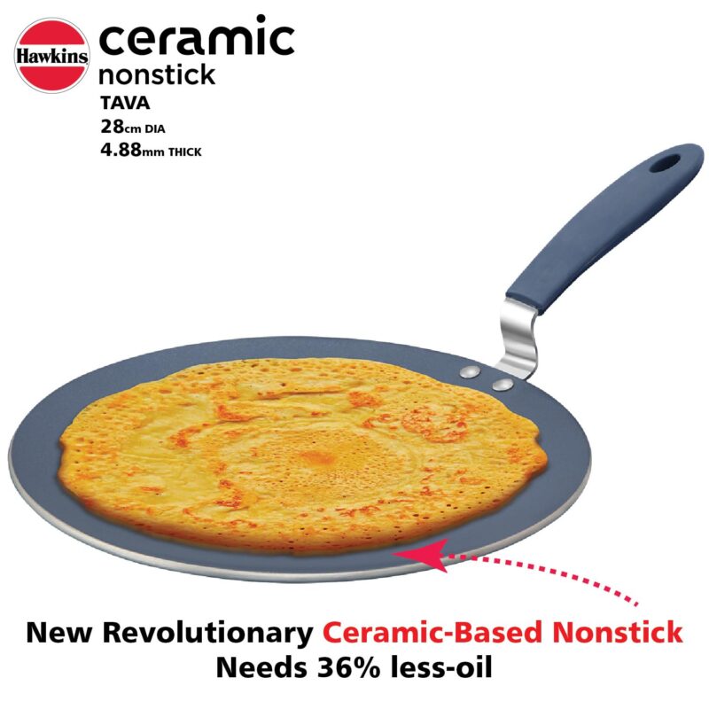 Hawkins Ceramic Nonstick Tava, 28 cm Diameter, Induction Paratha Tawa, Granite Griddle (ICT28) - Image 12