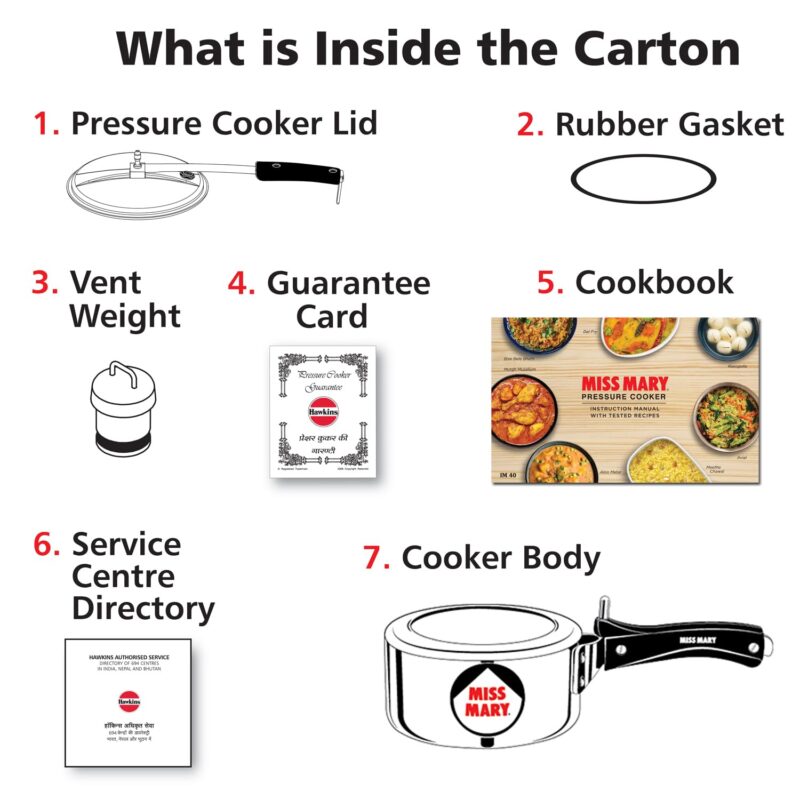 Hawkins 1.5 Litre Miss Mary Aluminium Pressure Cooker, Small Inner Lid Cooker, Silver (Mm15), 1.5 Liter - Image 3