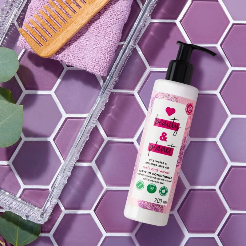 Love Beauty & Planet Love Beauty And Planet Rice Water & Angelica Seed Oil Silicone-Free Curl & Waves Leave-In|| No Parabens|| No Dyes|| Angelica Essential Oil|| Floral, 200Ml, 1 Count - Image 2