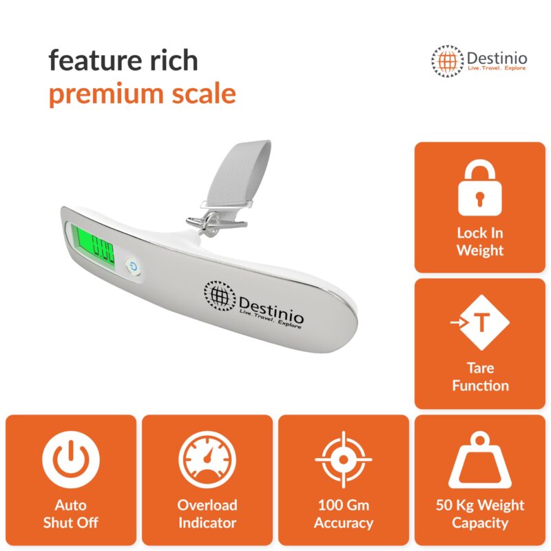 Destinio Metal Luggage Weighing Scale for Flights,Travel, Home, Shop, Gas Cylinder; Portable with 50 kg weight capacity, Hanging Weight Machine for Bags and Baggage (Steel_Destinio-Scale) - Image 6