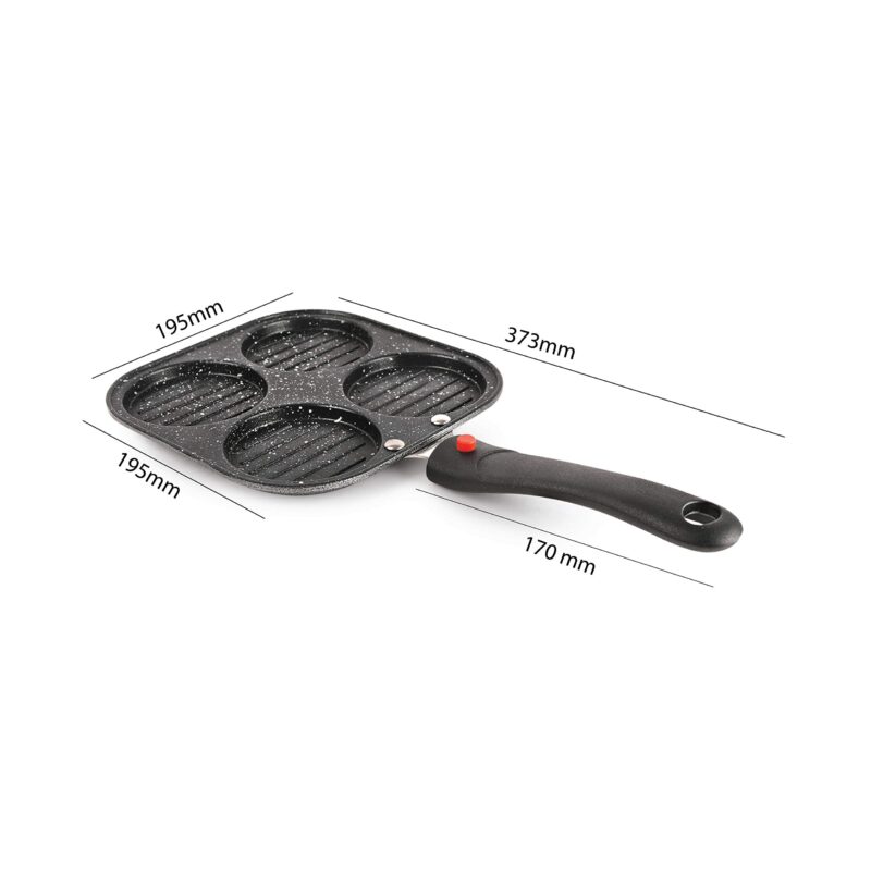 Cello Non-Stick 4- Cavity Aluminium Uttapam Maker with Spatter, Black - Image 5