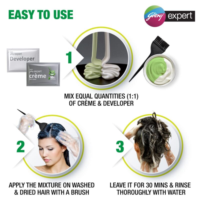 Godrej Expert Rich Crème Hair Colour Shade - Pack of 4 (NATURAL BLACK) - Image 4