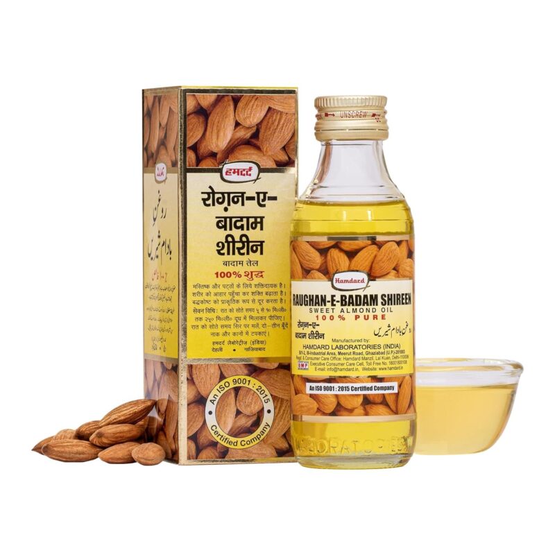 Hamdard RAUGHAN-E-BADAM SHIREEN Sweet Cold Pressed 100% Pure and Natural Almond Oil -(100 ML)-Pack of 3 - Image 4
