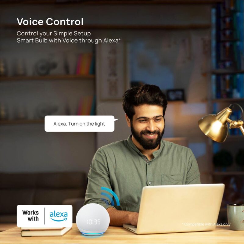 Wipro Garnet Simple Setup 9W Led Smart Bulb | Simple Setup With Amazon Alexa | Dynamic Colours, White Tunable, Dimmable | No Hub Required | Compatible With Alexa Only | Pack Of 1 - B22D - Image 3