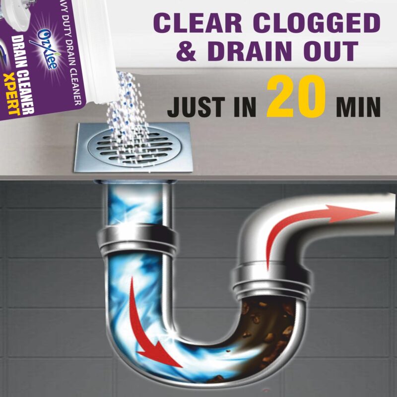 Ozxiee heavy duty Drain cleaner (450g Pack of 4) Instant Blockage opener to clear Clogged Drains sink pipe - Image 4