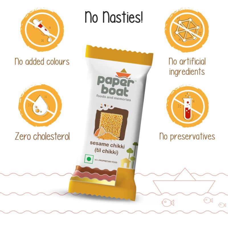 Paper Boat Sesame Chikki Jar, Nutritious Bar, No Added Preservatives and Colours | Gajak | Sweets | Made with Jaggery | Gazak (50 pieces, 16 grams each) - Image 2