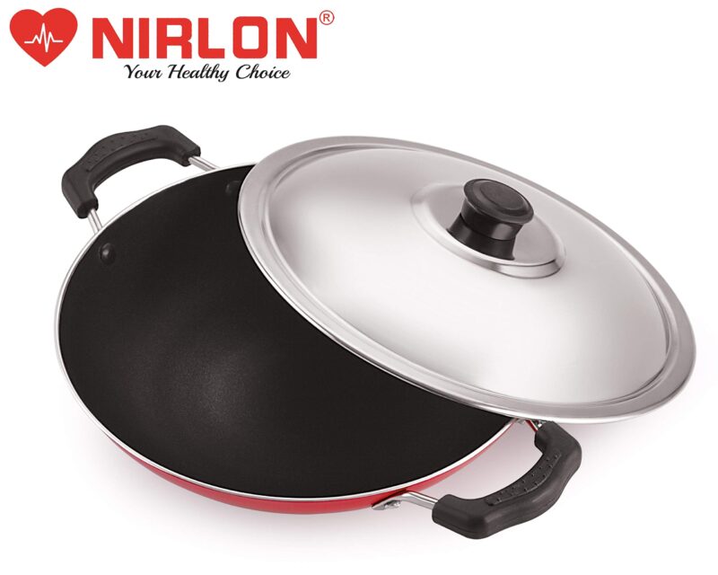 Nirlon Non Stick Aluminium Gas Compatible Appa Chatti/Appam Pan/kallu with Steel Lid 22.5cm - 1 LTR[New_26mm_Classic_AC] - Image 5
