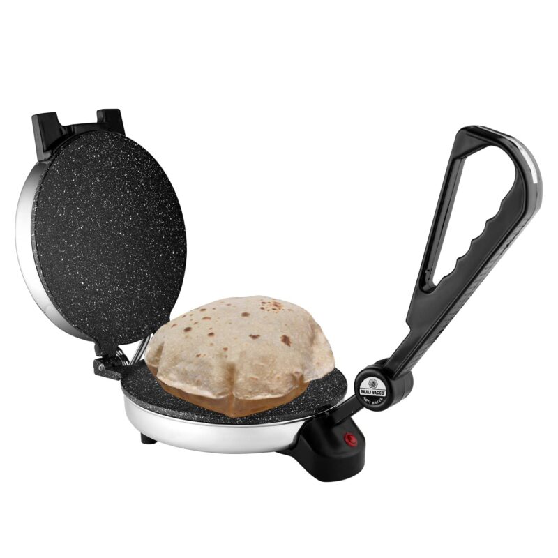 BAJAJ VACCO New Go-Ezzee Chapati/Roti/Khakhra Maker, Mc-02 - Marble (Spatter) Nonstick Coating Wattage 900 Watts, Stainless Steel