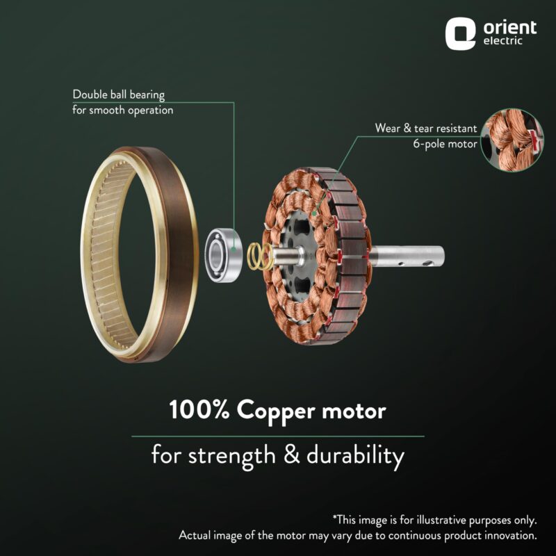 Orient Electric 600 MM New Air Plus | 4 Blade Small Ceiling Fan for Kitchen | 100% Copper Motor | Aluminium blades | 24 Inch Fan | 2 Years Warranty | Brown - Image 3
