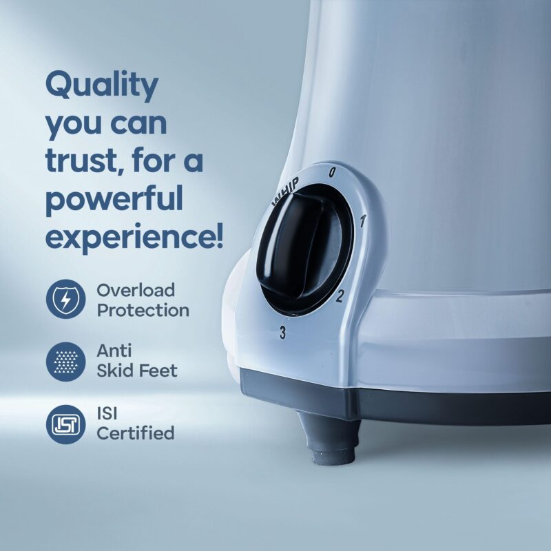 Longway Sage 500 Watt Juicer Mixer Grinder with 2 Jars for Grinding, Mixing, Juicing with Powerful Motor | 1 Year Warranty | (Gray & Black, 2 Jars) - Image 4