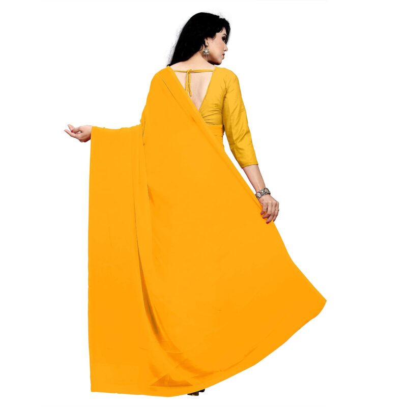 Sidhidata Women's Georgette Saree With Unstiched Blouse Piece (plain-gold-_Gold), Free Size - Image 5