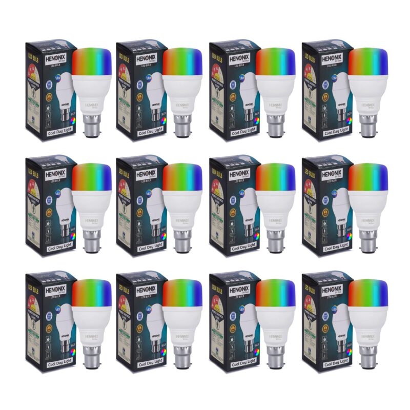 HENONIX 9 watt 7 Color in 1 led Bulb | 7 Colours Led Bulb | Multicolor Bulb 9 watt | Rgb Led Bulbs | Decorative Multicolor led bulb Pack of 12 (12)