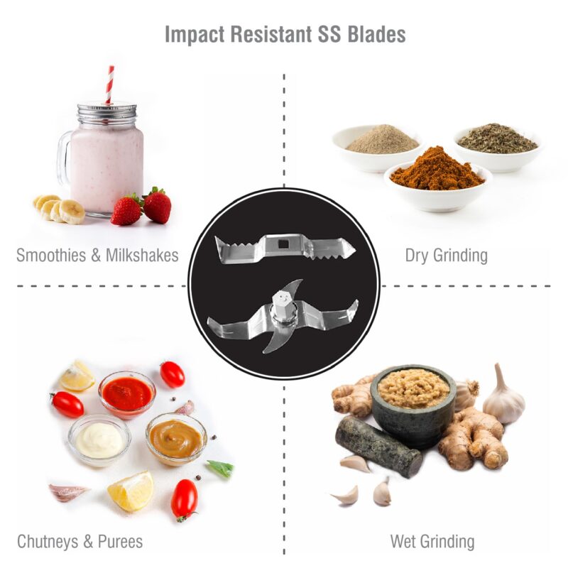 Cello Discovery Chef Mixer Grinder 5 Jars, 1000Watts | Chutney Jar, Wet Jar, Food Machine, Juicer Jar, Dry Jar | Stainless Steel Jars and Sturdy Body | 6 Additional Attachments - Image 4