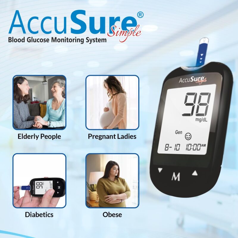 AccuSure Instant Digital Simple Glucometer Kit |with 25 Strips,10 Lancet,1 Lancing device for Accurate Blood Glucose Sugar Testing Machine - Image 7