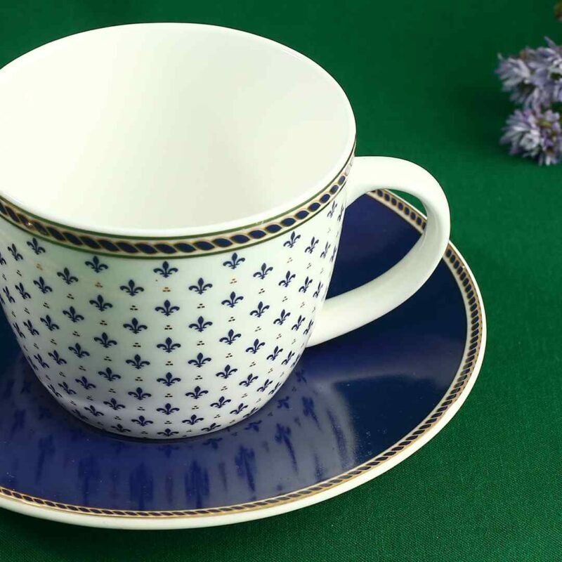 Sicilia Fine Bone China Cup & Saucer Set - Royal Blue - Set of 2 Pcs - Image 5