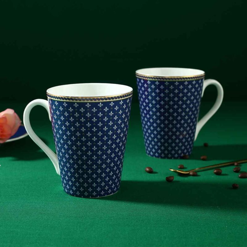 Sicilia Fine Bone China Coffee Mug - Royal Blue - Set of 2 Pcs - Image 6