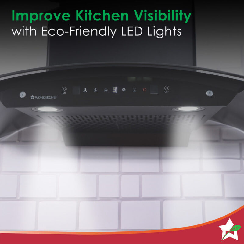 Ultima C-Line| 90cm |1200 m3/hr| Auto Clean| Curved Glass Chimney | Baffle Filter | Powerful Suction | Touch Control|3 Speed Motion Sensor Technology| Low Noise| 7 Year Warranty | Black - Image 6