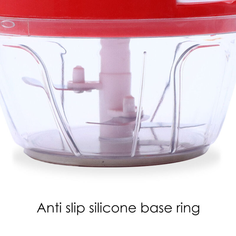 Platinum String Chopper with 3 Sharp Stainless Steel Blade 450 ml, Anti Slip Silicone, Compact, White and Red, 1 Year Warranty - Image 3