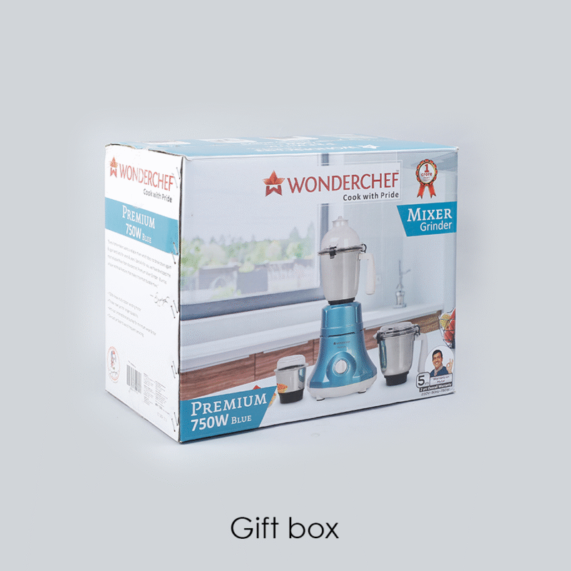 Wonderchef Renewed Premium Mixer Grinder | 750W | 3 Thick Steel Jars | Die-cast Jar Base | Blue - Image 6