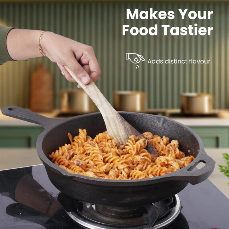 CASTrong Cast Iron Cookware Set: Tawa + Fry Pan + Wok Kadai, Kitchen set for Home, Pre-seasoned,100% Pure Cast Iron Cookware,Toxin-free Pots and Pans, Free Tadka Pan - Image 7