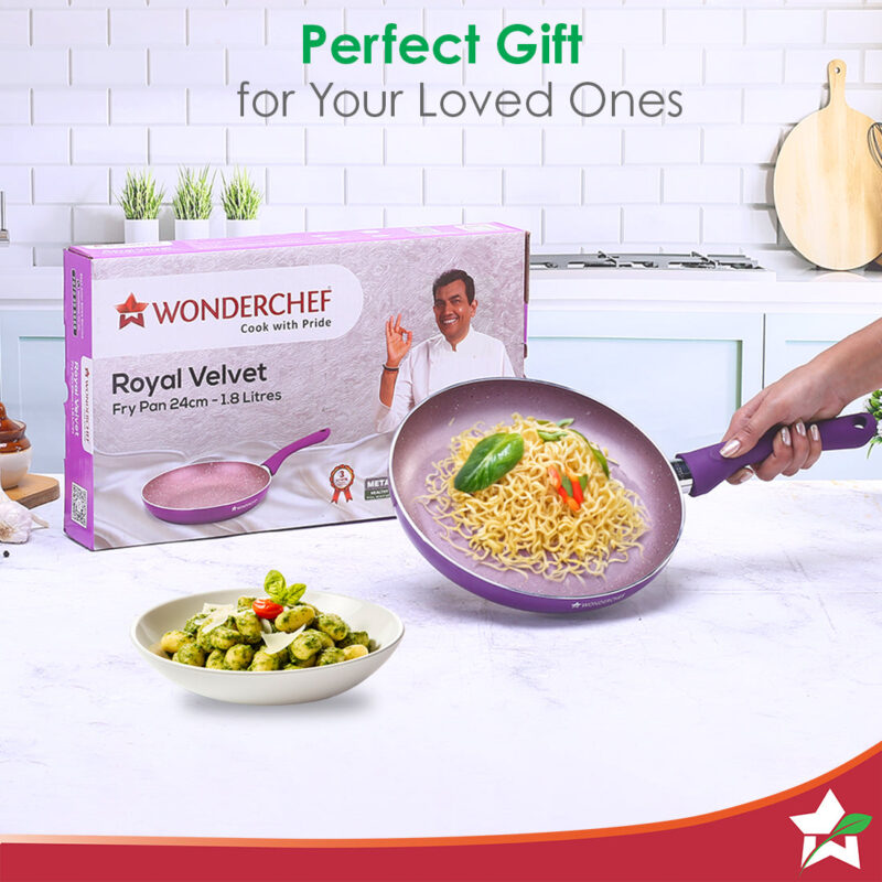 Wonderchef Renewed Royal Velvet 24cm Non-Stick Fry Pan | 24cm | Induction Bottom | Soft-Touch Handle | Virgin Grade Aluminium | PFOA and Heavy Metals Free - Image 6