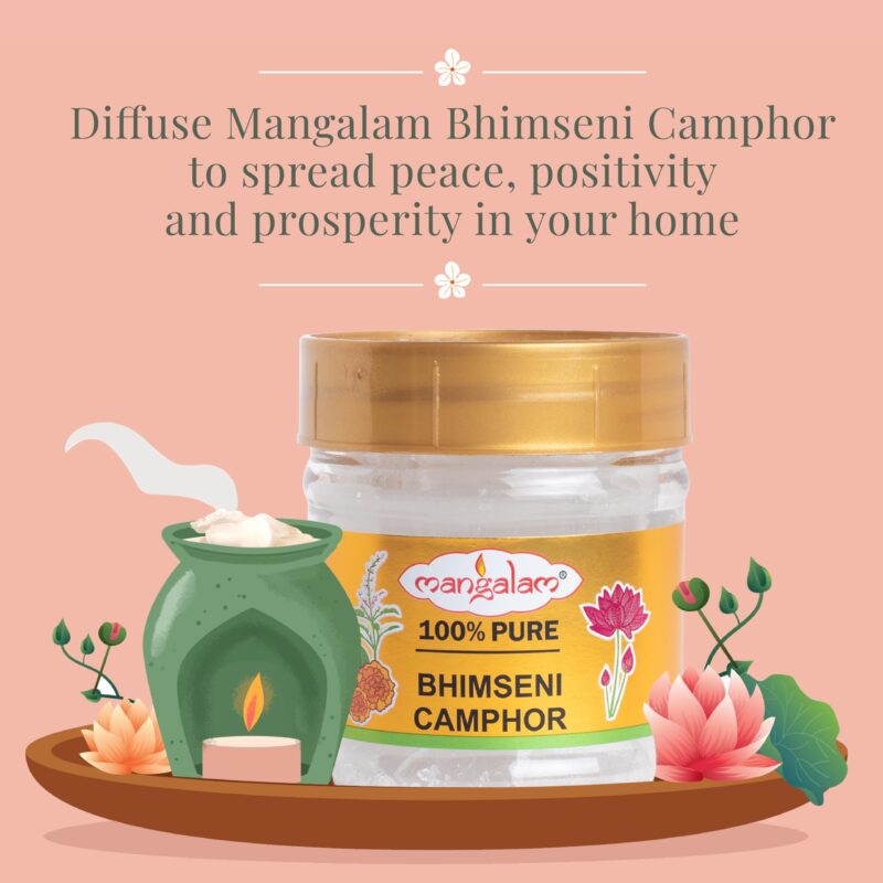 MANGALAM Bhimseni (Original)Chunk Camphor 50G Jar - Pack Of 1 | 100% Organic | For Puja, Aromatherapy & Air Freshener | Sweet Fragrance - Image 4