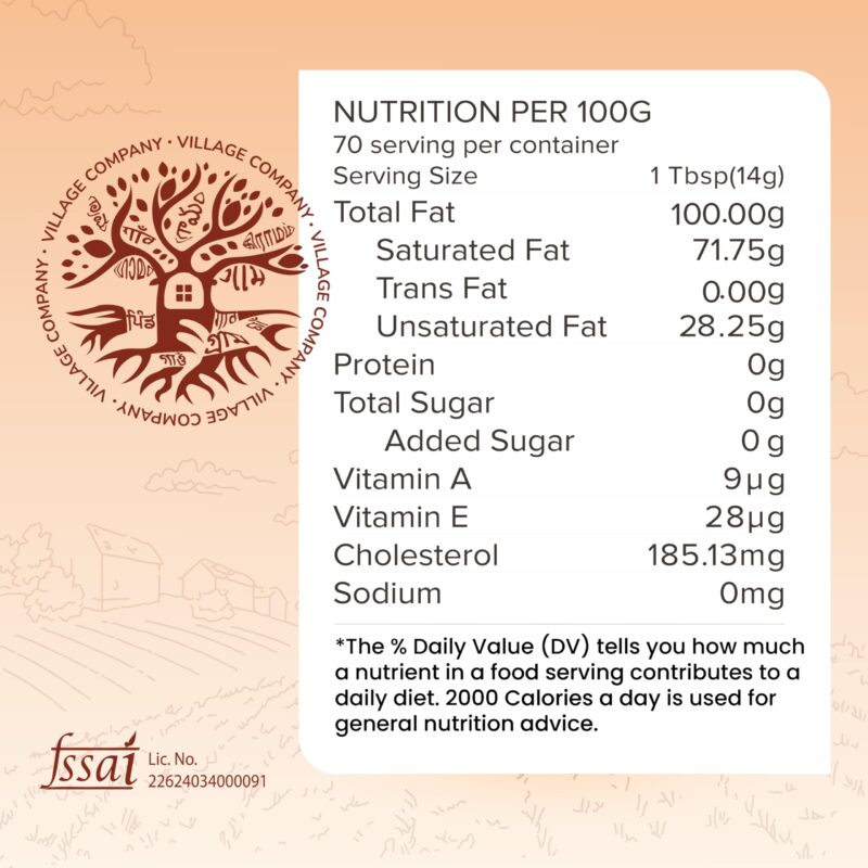 Village Company A2 Cow Desi Ghee 500ML | Gir Ghee Vedic Bilona Method | Organic Pure Natural | Two Way Curd Churned - Best Farm Fresh Grass Fed Cattle Milk | India Lab Certified | Glass Jar Half Litre - Image 6