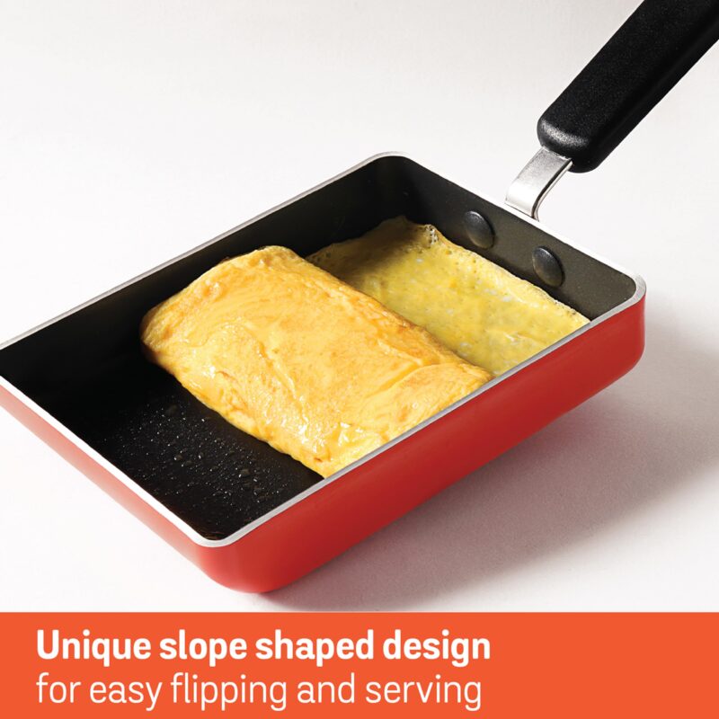 Meyer Non Stick Aluminium Tamagoyaki Pan | Egg Pan | Omelette Pan | Nonstick Frying Pan | Small pan for Omelette | Nonstick Cookware | Small Fry pan for Cooking, 18cm, Orange - Image 4