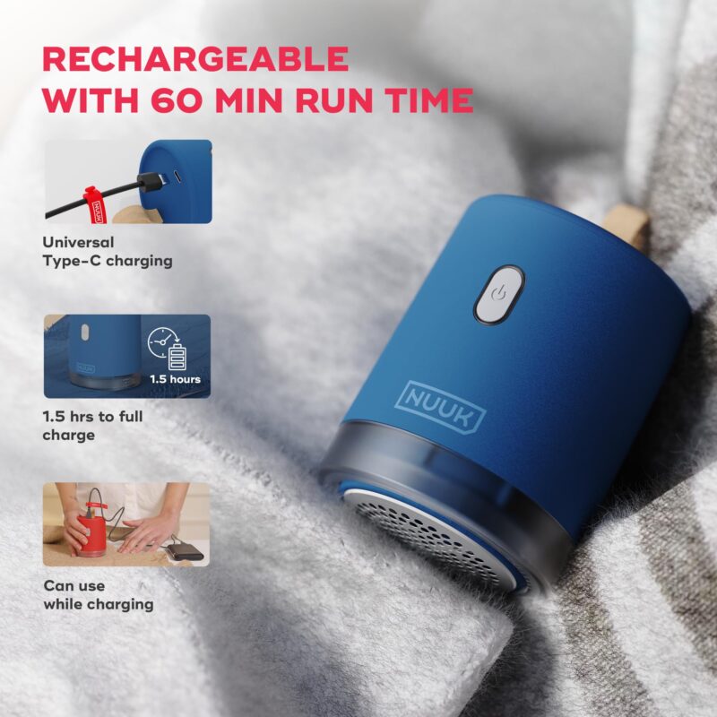 NUUK RIZZ Rechargeable Lint Remover for Clothes with FREE Storage Pouch | 2 Speed Modes For All Fabrics | 60 Min Runtime with Type-C Charging | Fabric Shaver for Woolen Sweaters, Shawls, Coats, Shirts - Image 4