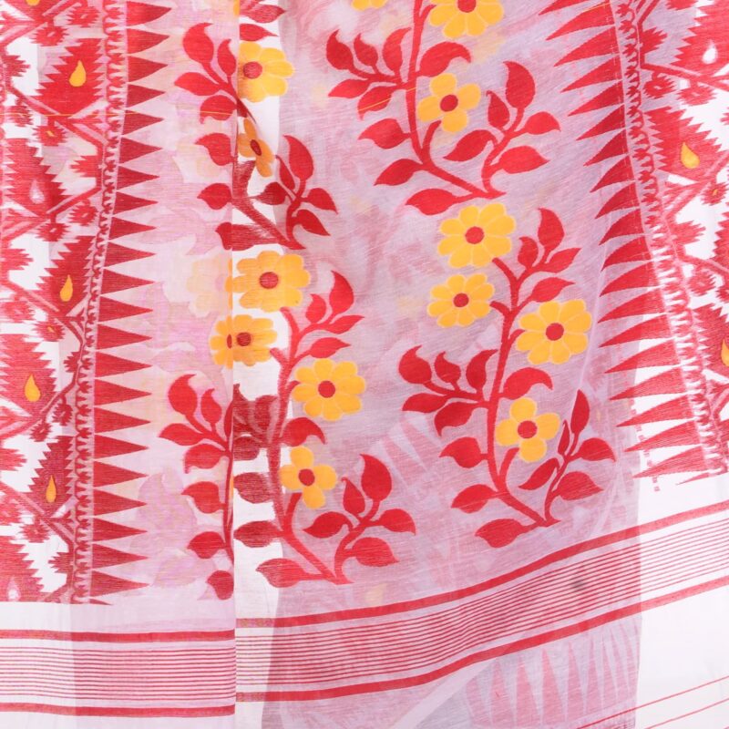 Db Desh Bidesh Women's Jamdani Cotton Saree Without Blouse Piece (Db250722Jamdanisk_Red) - Image 5