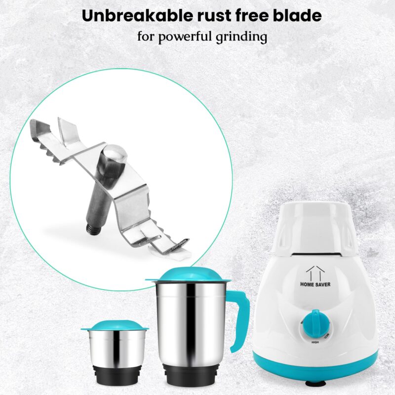 HOME SAVER 550watt HeavyDuty Mixer Grinder With 2 Sharp Stainlees Steel Jar Set For Kitchen Grinding and Mixing | CD Green Mixer Grinder with 2 Multipurpose Jars Set | 1 Year Warranty - Image 3