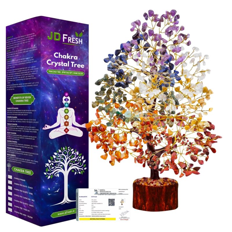 JD FRESH 300 Beads Crystal Tree/7 Chakra Crystal Tree/Showpiece Good Luck and Positive Energy/Showpiece for Living Room/Natural Healing Gemstones Money Tree/Lucky Tree for Good Luck (Multicolor) - Image 2
